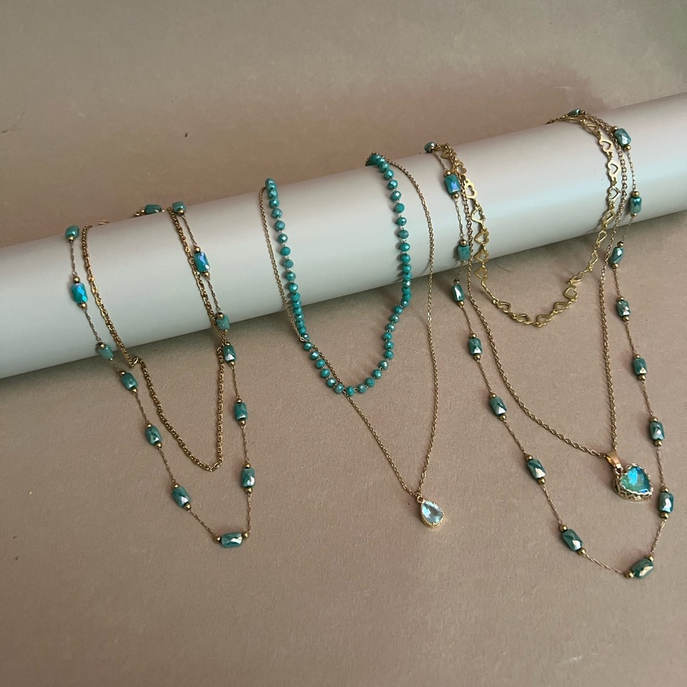 Mint Green & Green Vintage-Inspired Necklace